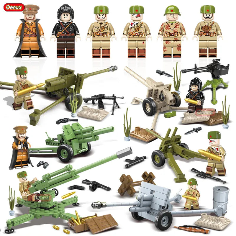 New WW2 Mini Soviet Russian Army Soldiers Figures Military Small Building Block The Battle Of Kursk Military Block Brick MOC Toy