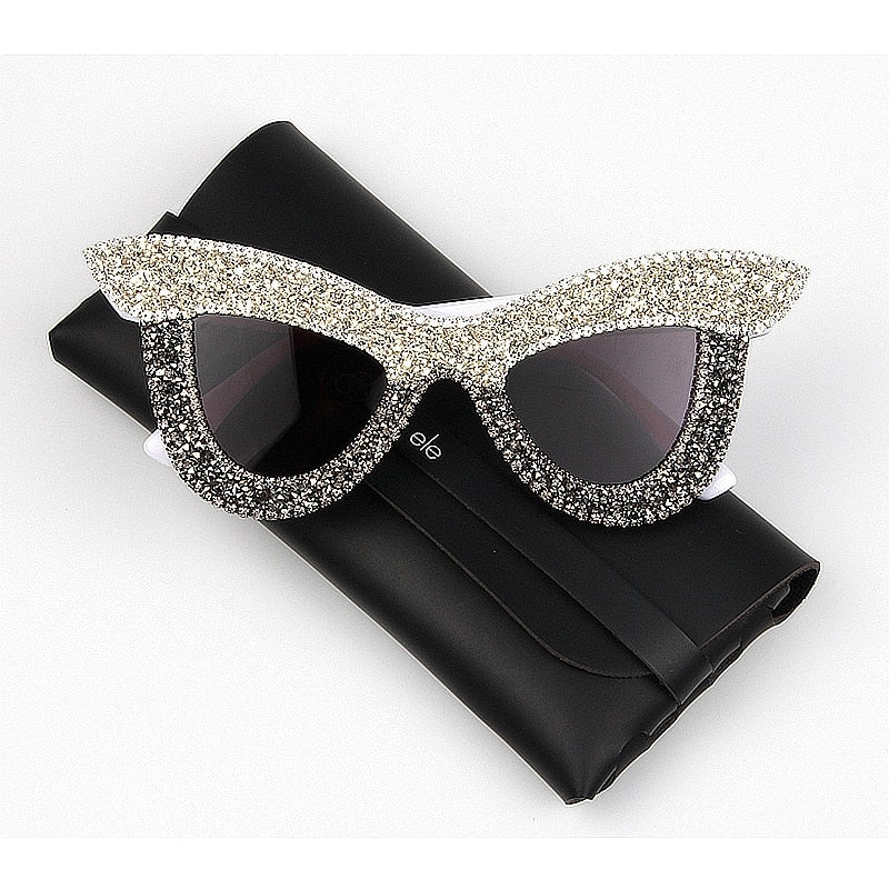 sunglass woman 2022 Luxury Rhinestone Cat eye Oversized Sunglasses luxury brand Shades For Women oculos