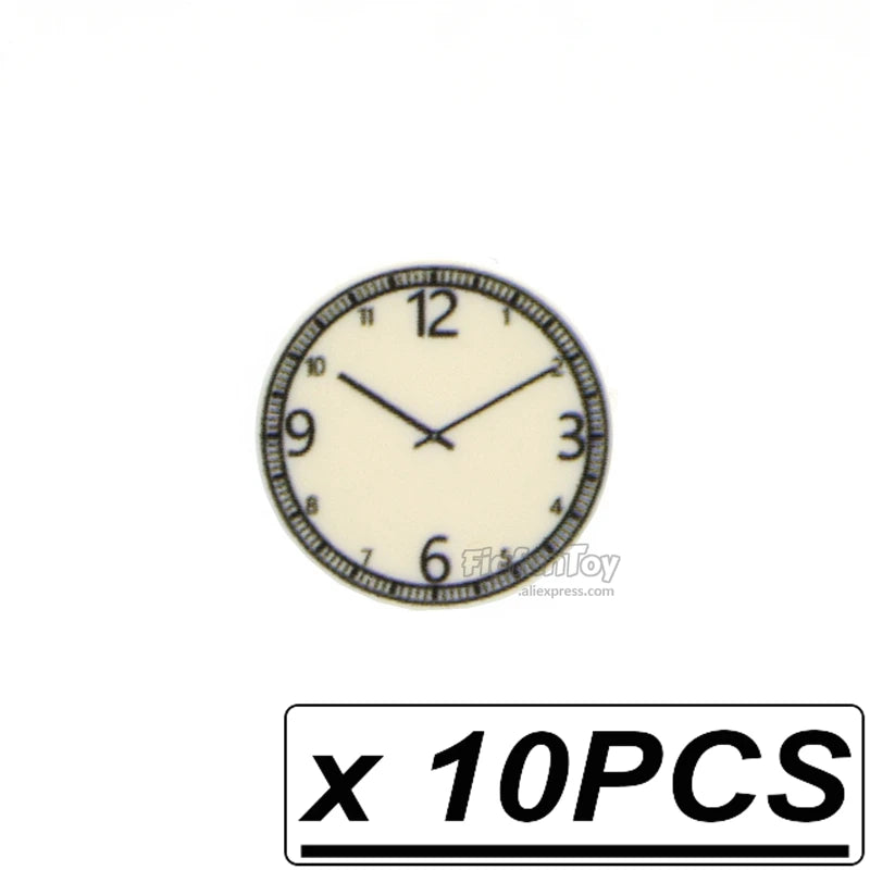 Custom Printed Clocks Tile Building Blocks  wall clock 1x2 2x2 MOC Decoration Bricks Round City Alarm Construction Toys