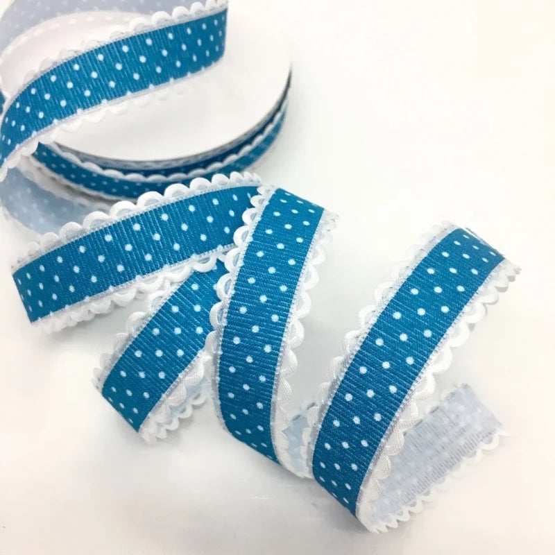 2cm 5Yards Dots Printed Embossed Ribbon For Handwork DIY Craft Bows Scrapbook Easter Wedding Christmas Deco Gift Floral Packing