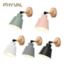 PHYVAL Wood Lamp Bedroom 10mm Wooden base Wall Lamp With Plug Macaron Modern Wall Sconce For Liviing Room