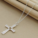 Wholesale Price 925 Sterling Silver Heart Cross Clear CZ Pendant Necklace For Women Birthday Gifts