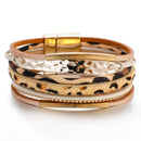 Amorcome Leopard Fashion Bracelets Woman Charm Multilayer Wide Wrap Leather Bracelets & Bangles Femme Party Jewelry Gift  2022