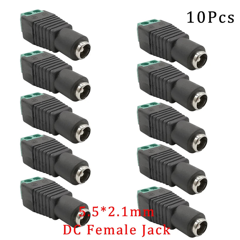 10Pcs DC Power Jack Socket Connector 5.5*2.1mm 3.5x1.3mm Male Female DC005 DC022 DC099 DC plug socket Nut Panel Mount Adapter