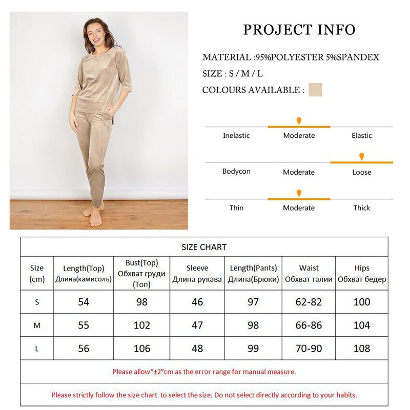 HiLoc Knitted Velvet Sleepwear Women Irregular Home Suit Winter Sets 2021 Warm Khaki Solid Female Pajamas Top And Pants Spring