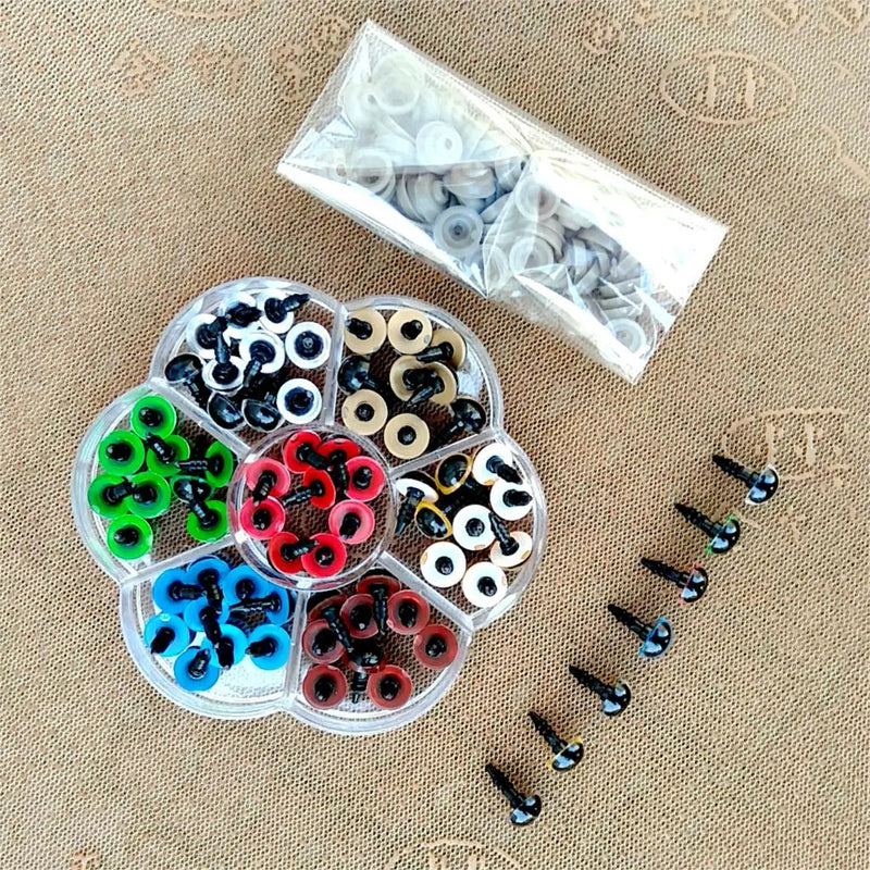 70Pcs 10mm Color-Mix Plastic Safety Eyes For Toys Glitter Animal Dolls Amigurumi Eyes DIY Doll Accessories 8mm 12mm With Box