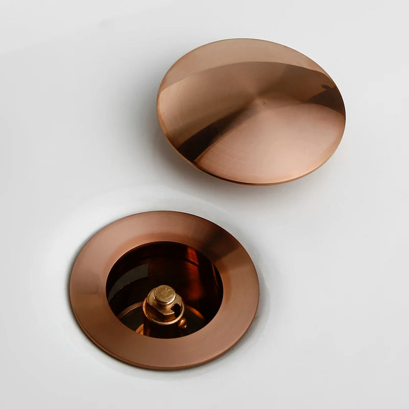 Bagnolux Rose Gold Bathroom Basin Sink Drainer Corrosion Resistance Of Round Hole Easy To Clean Brass Bathroom Sink Drainer