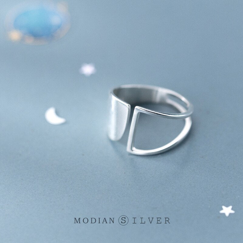 Modian Fashion Design Geometric Exquisite Silver Finger Ring For Women Real 925 Sterling Silver Hollow Star Fine Jewelry Bijoux