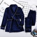 HiLoc Warm Velvet Sleepwear Solid Robes And Pants Home Suit Pocket Long Sleeve Home Clothes For Women Pajama Woman Winter 2020
