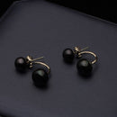 Naturperlen-Ohrstecker für Damen, Schmuck aus S925 Sterlingsilber, echte weiße, schwarze Doppelperlen-Ohrringe für Partys