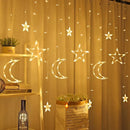 LED Icicle Star Moon Lamp Fairy Curtain String Lights Garland Christmas Lights Decor for Room Home Wedding Party Window Decor