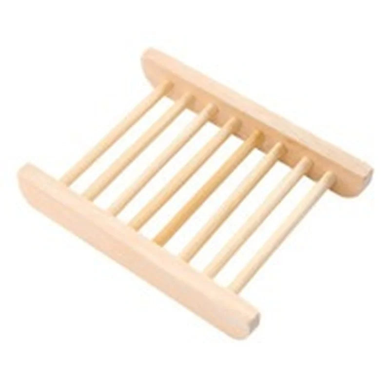 6Pcs Natural Bamboo Wood Bathroom Shower Soap Tray Dish Storage Holder Plate