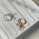 LIVVY Silver Color Earrings Pink heart shaped crystal zircon Angel's Wings  for Women Charm Trendy  Jewelry Earrings