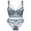 Sexy Bra and Panties Set For Women Lingerie Transparent Lace Sheer Underwire Unline Strappy Floral Pattern Women's Underwear