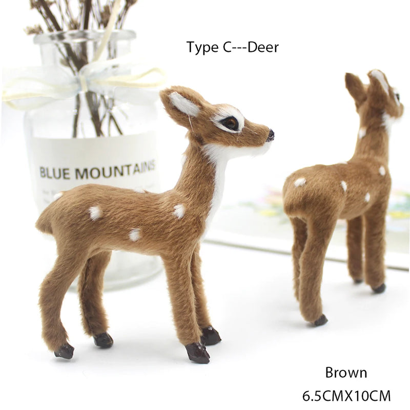 Simulation Christmas Deer Model Favor Xmas Home Decoration Craft Ornaments Display Table Reindeer Elk Animal Miniatures Kid Gift