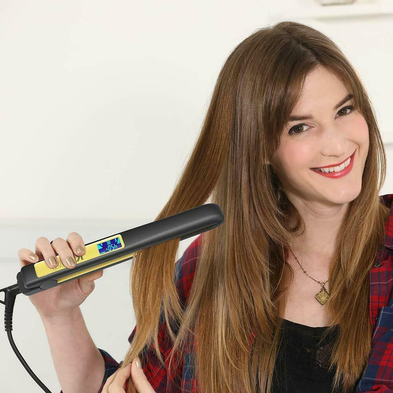 KIPOZI Hair Straightener Professional Titanium Flat Iron Digital LCD Display Flat Iron Comb Hair Curler Beauty Care Curling Iron