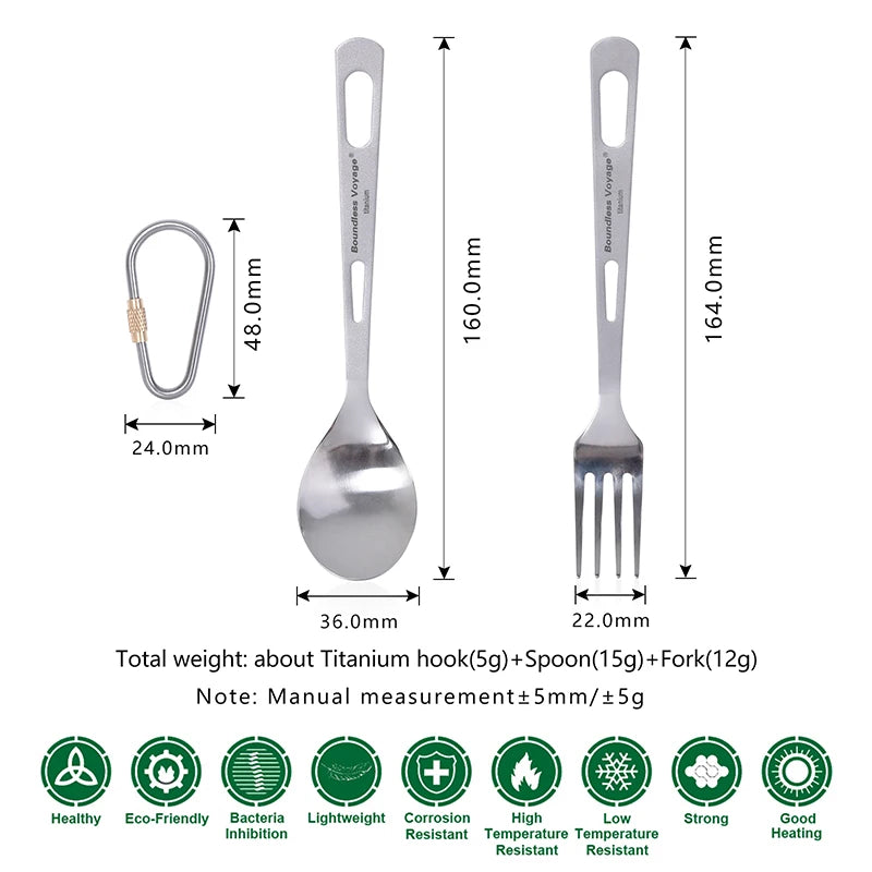 Boundless Voyage Titanium Tableware Travel Flatware Titanium Knife Fork Spoon Chopsticks Straw Outdoor Camping Picnic Cutlery