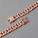 D&Z Hip Hop 13mm Rose Gold Cuban Link Chain For Men Iced Out Bling Rhinestone Chaine Homme Fashion Jewelry Wholesale