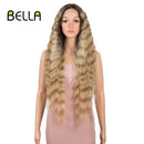 BELLA Lace Wigs Synthetic Deep Wave Curly Synthetic Lace Front Wig Blonde Wig Pink 30 Inch Hair Wigs For Black Women Cosplay