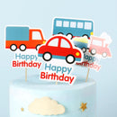 Happy Birthday Cake Plane Car Bus Engineering Vehicle Decor Flag Kids Boys Party DIY Baking Supplies Cupcake Toppers Baby Shower