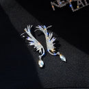 Fashion Angel Wing Full Rhinestone Earrings Popular Leaf Shaped Clear Crystal Earrins For Women Gifts Party Clip Jewelry