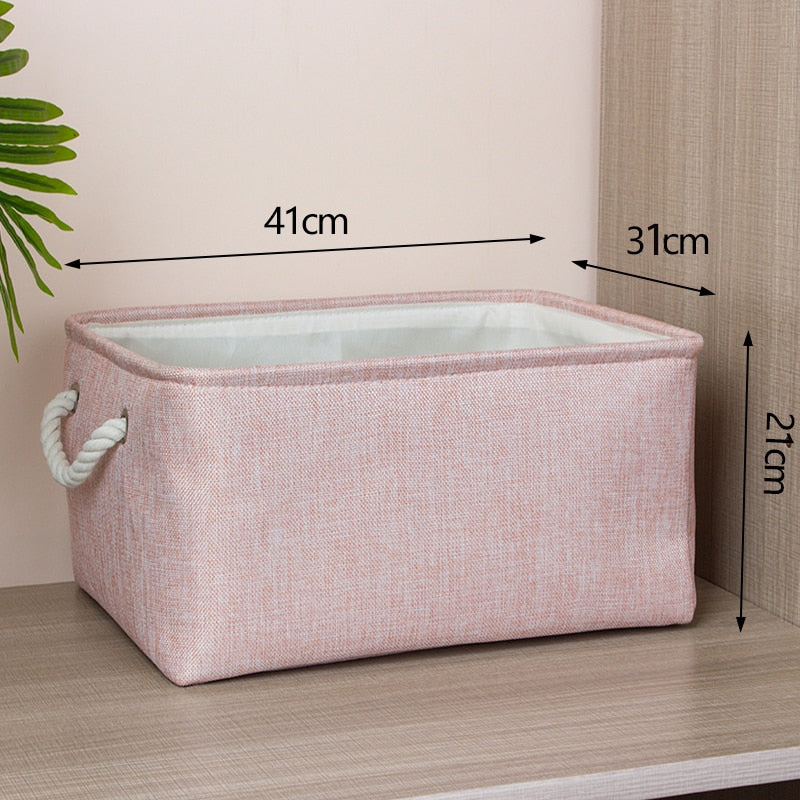 Cotton Linen Folding Storage Baskets Kids Toys Organizer Clothes and Sundries Storage Box Cabinet Storage Bag Laundry Basket