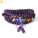 CSJA Natural Gem Stone Black Onyx 108 Rosary Mala Beads Men Wrapped Handwork Bracelets 7 Chakra Tibetan Buddhist Meditation F007