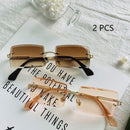 HBK Blue Rimless Sunglasses Women 2021 Retro Style Small Rectangle Gold Red Metal Chain Sun Glasses Square Frameless For Men
