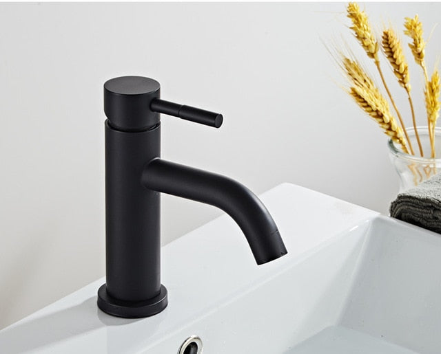 Bathroom Faucet Solid Brass Bathroom Basin Faucet Cold And Hot Water Mixer Sink Tap Single Handle Deck Mounted Brushed Gold Tap