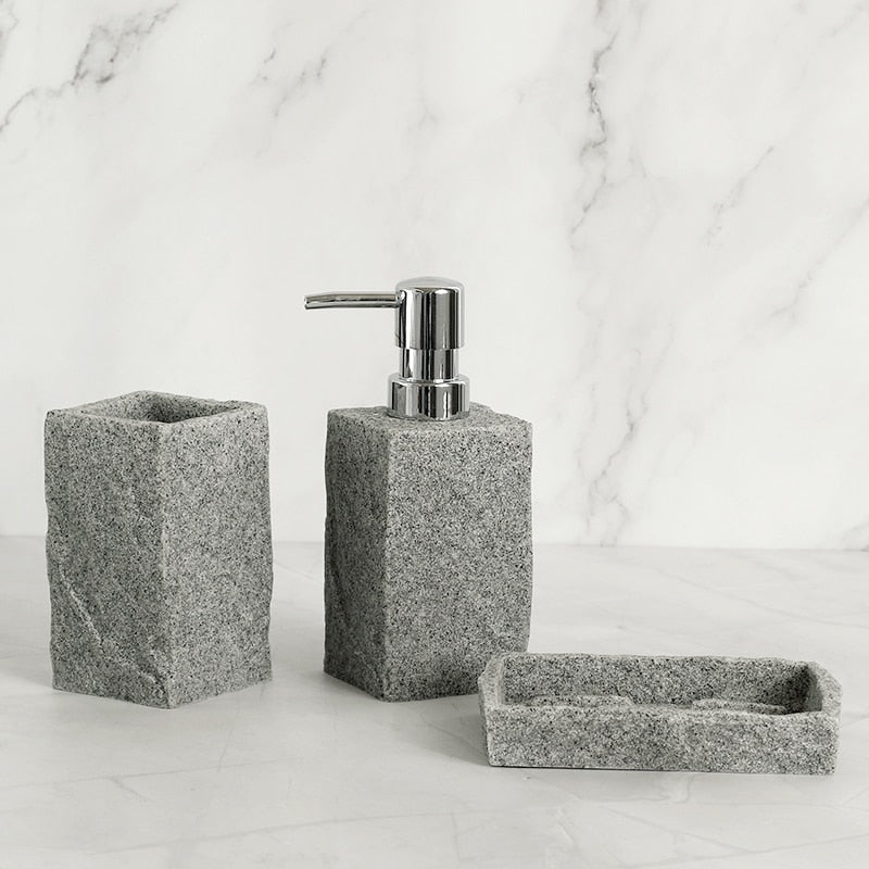 Bathroom Accessories Single Imitati Granite Iiquid Soap Dispenser Toothbrush Holder Cup Soap Dish Toilet Brush Holder