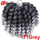 Silike 8inch Synthetic Ombre Jumpy Wand Curl Crochet Braids 22 Roots Jamaican Bounce Curl Crochet Hair Extension for Black Women