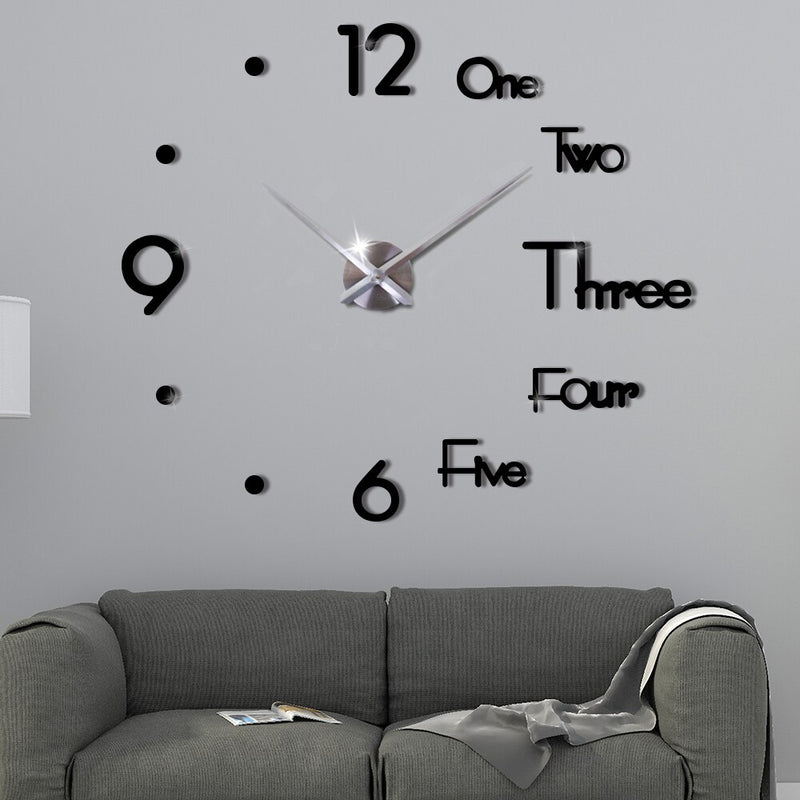 New 3D DIY Large Wall Clock Modern Design Wall Sticker Clock Silent Home Decor Living Room Acrylic Mirror Nordic Wall Clock