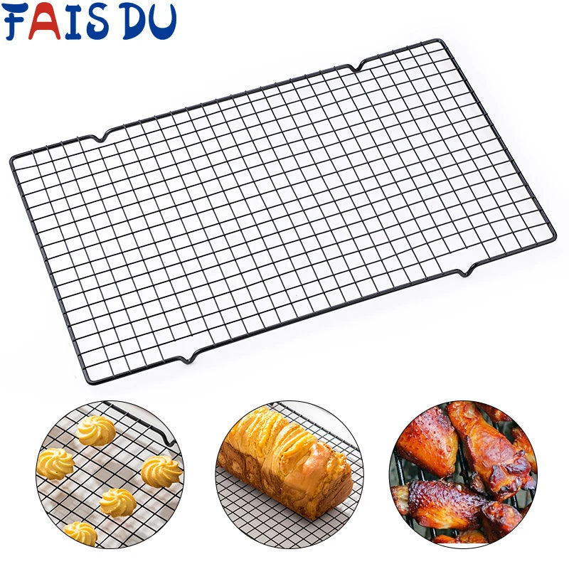 FAISDU 1pcs Single Layer Stainless Steel BBQ Bread Cake Cooling Rack Drip Dry Rack Cooling Grid Baking Pan Household Baking Tool