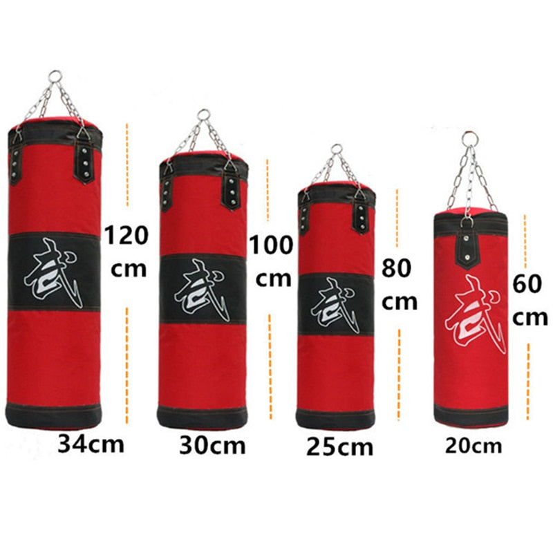 60cm 80cm 100cm 120cm Empty Boxing Punching Bag Hanging Kick Sandbag Boxing Training Fight Karate Sandbag with Glove Wrist Guard