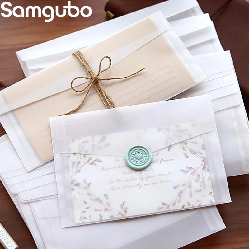 10pcs/lot Custom Transparent Envelope Translucent Paper Envelopes Set Letter Vintage Wedding Invitation Envelopes for Cards