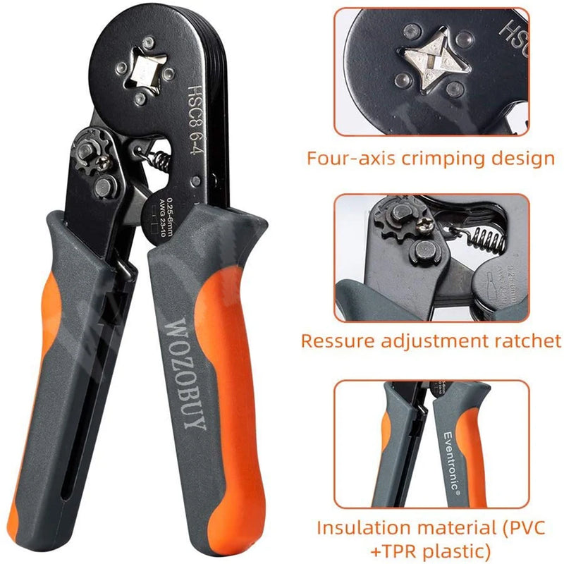 Crimper Plier Set, Self-Adjustable Ratchet Wire Crimping Tool with 2000 Wire Terminal Crimp Connectors and Wire End Ferrule