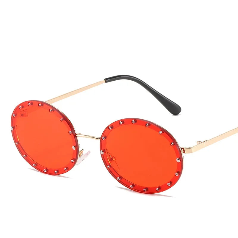 Small Oval Rimless Diamond Luxury Sunglasses Men Women Fashion Shades UV400 Vintage Sun Glasses Female Oculos Eyewear Crystal