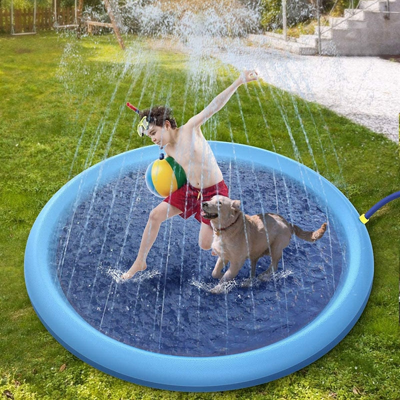 MySudui Pet Sprinkler Pad Play Cooling Mat Swimming Pool Outdoor Inflatable Water Spray Pad Mat Tub For Dog Summer Cool