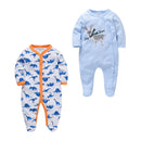 2pcs/lot baby rompers Baby Girl Clothes Full Sleeve 100%Cotton Cartoon Print Overalls Newborn Baby Footies Toddler Jumpsuit