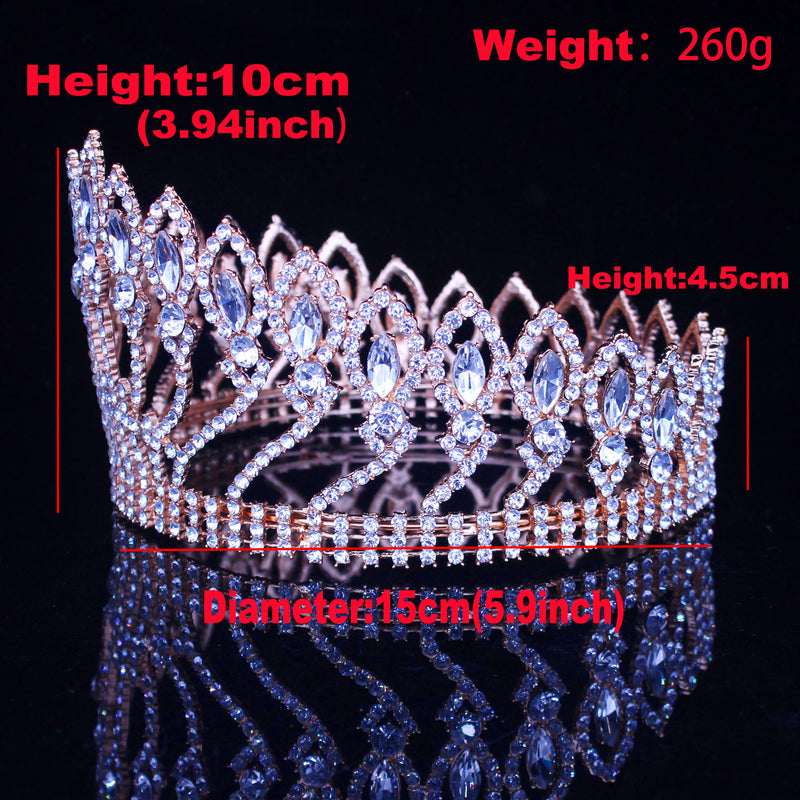 Crystal Queen Wedding Tiara Crown Bridal Pageant Hair Ornaments Baroque Diadem Headpiece Women Bride Head Jewelry Accessories