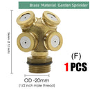 Brass Nozzle Garden Mist Sprinkler Copper Misting Cooling System Irrigation 1/2" Thread 2/3/4 Arm Sprayer Fog  Watering Tool