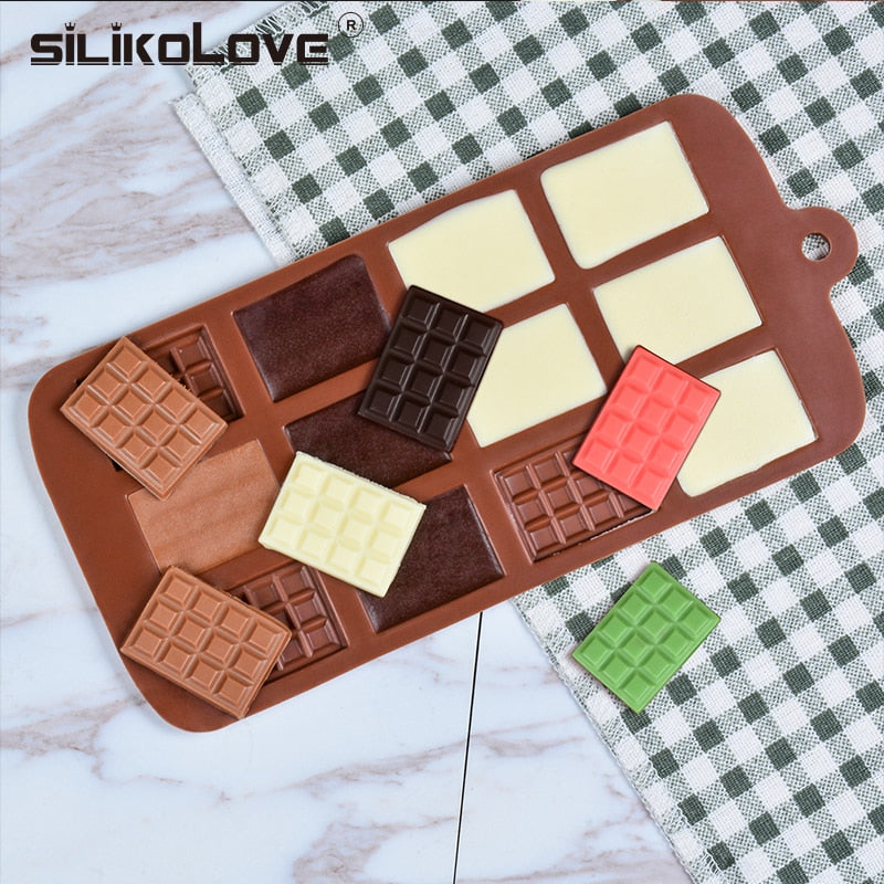 SILIKOLOVE  3d Square Shape Silicone Chocolate Molds Bar Candy Bakeware Cake 12 Even Not stick Mould,Baking Kitchen Oven Safe