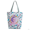 New Lady Tote Bags Black White Cute Cat Printed Fabric Eco Handbag High Capacity Shopping Office Reusable Casual Shoulder Bag