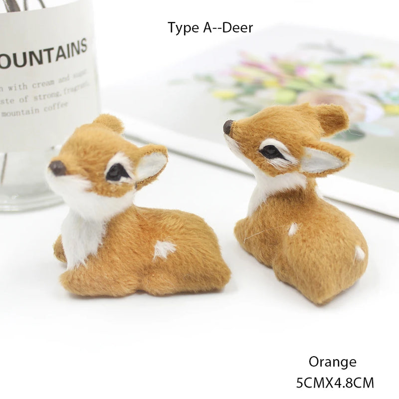 Simulation Christmas Deer Model Favor Xmas Home Decoration Craft Ornaments Display Table Reindeer Elk Animal Miniatures Kid Gift