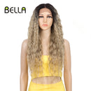 BELLA Lace Wigs Synthetic Deep Wave Curly Synthetic Lace Front Wig Blonde Wig Pink 30 Inch Hair Wigs For Black Women Cosplay
