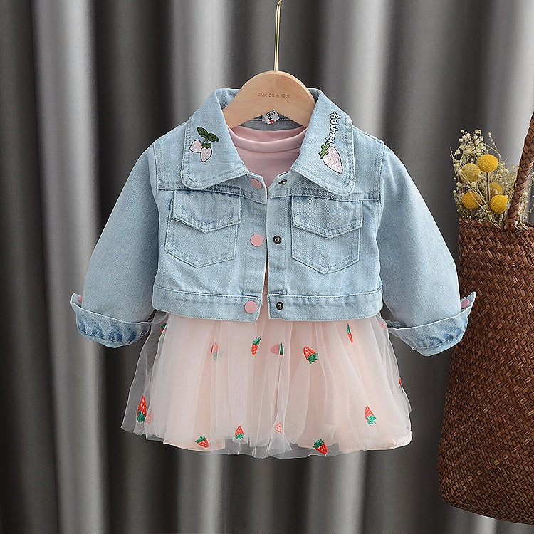 2021 Autumn Infant Baby Girls Clothes Sets Princess Denim Jacket + Dress 2Pcs Baby Girl Outfit Suits for Baby Girl Clothing Set