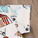 2-teiliges Kinder-Jungen-Gentleman-Kleidungsset Freizeit-Kleinkind-Jungen-Kleidung Cartoon-bedruckter Zirkus-Fliege-Oberteile+Shorts-Party-Outfits