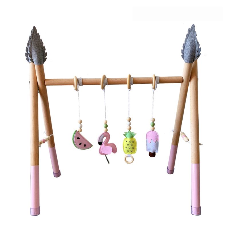1Set Nordic Style Baby Gym Play Nursery Sensory Ring-pull Toy Wooden Frame Infant Room Toddler Clothes Rack Gift Kids Decor