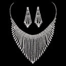 TREAZY Luxury Silver Color Crystal Choker Necklace Earrings Jewelry Set for Women Heart Tassels Bridal Wedding Jewelry Sets