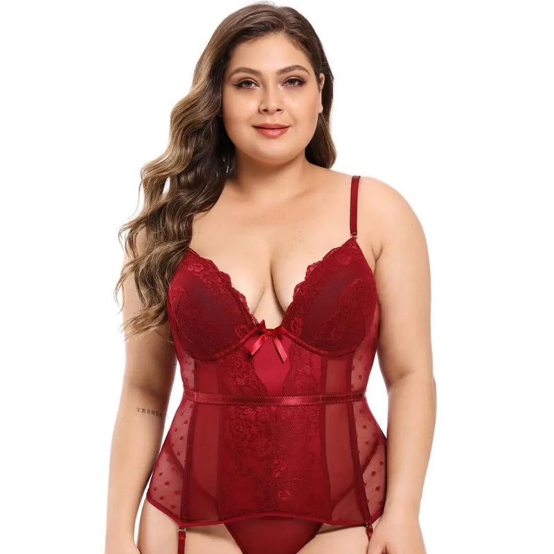 Removable Straps Lingerie Women's Amour Accent Lightly Padded Underwired Basque Corset Bustier With Suspenders 8157